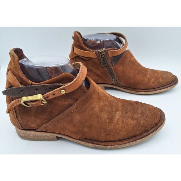 A.S.98 AS 98 Felix Brown Leather Suede Belted Booties Women 6 Excellent Cond. - Picture 1 of 16